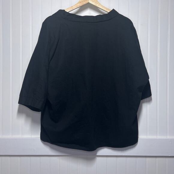 Alexander Michael Snyder Top Lagenlook 100% Cotton Black V-Neck Tie Goth Grunge - Picture 3 of 9